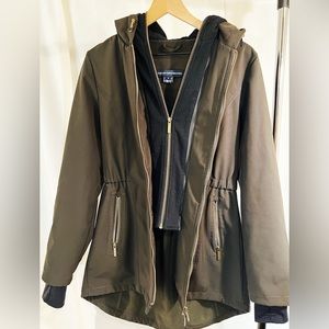 French connection soft shell sweatshirt bib jacket